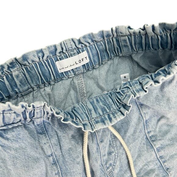 Loft Sz S High Tall Rise Jogger Jeans Light Dusty Indigo 100% Cotton Adjustable - Picture 7 of 12